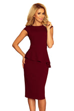 Load image into Gallery viewer, 192-6 Elegant midi dress with frill - Burgundy color