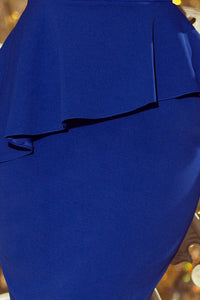 192-7 Elegant midi dress with frill - royal blue