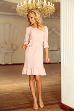 Load image into Gallery viewer, 193-2 MAYA Dress with flounces and belt - pastel pink