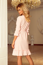 Load image into Gallery viewer, 193-2 MAYA Dress with flounces and belt - pastel pink