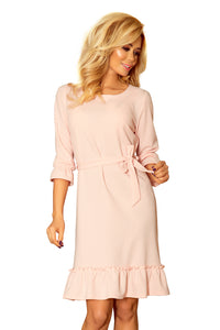 193-2 MAYA Dress with flounces and belt - pastel pink