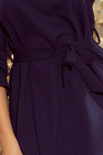 Load image into Gallery viewer, 193-3 MAYA Dress with flounces and belt - navy blue