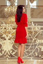 Load image into Gallery viewer, 193-6 MAYA Dress with flounces and belt - red
