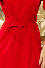 Load image into Gallery viewer, 193-6 MAYA Dress with flounces and belt - red