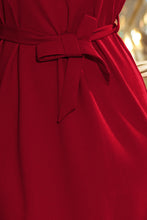 Load image into Gallery viewer, 193-7 MAYA Dress with flounces and belt - Burgundy color