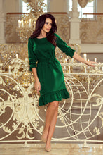Cargar imagen en el visor de la galería, 193-8 MAYA Dress with flounces and belt - green color