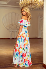 Load image into Gallery viewer, 194-1 Long dress with frill - colorful painted flowers