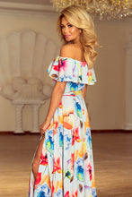 Load image into Gallery viewer, 194-1 Long dress with frill - colorful painted flowers