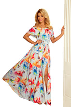 Load image into Gallery viewer, 194-1 Long dress with frill - colorful painted flowers