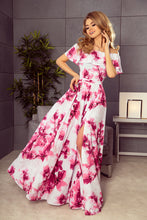 Load image into Gallery viewer, 194-2 Long dress with frill - big pink flowers