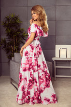 Load image into Gallery viewer, 194-2 Long dress with frill - big pink flowers