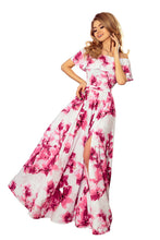 Load image into Gallery viewer, 194-2 Long dress with frill - big pink flowers