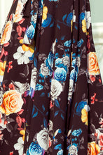 Load image into Gallery viewer, 194-3 Long dress with frill - black + colorful flowers