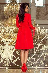 195-4 ALICE Dress with bows - Red