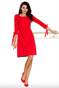 195-4 ALICE Dress with bows - Red