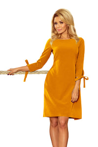195-6 ALICE Dress with bows - mustard color