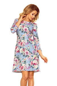 Numoco 195-9 ALICE Dress with bows - Blue + flowers