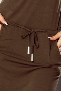Numoco 196-2 Sports dress with short sleeves and a pocket - KHAKI