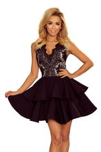 Load image into Gallery viewer, 200-3 CHARLOTTE - Exclusive dress with lace neckline - black