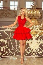 Charger l&#39;image dans la galerie, 200-4 CHARLOTTE - Exclusive dress with lace neckline - RED