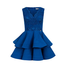 Load image into Gallery viewer, 200-7 CHARLOTTE - Exclusive dress with lace neckline - ROYAL BLUE