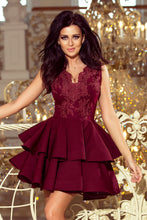 Load image into Gallery viewer, 200-8 CHARLOTTE - Exclusive dress with lace neckline - Burgundy color