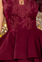 Load image into Gallery viewer, 200-8 CHARLOTTE - Exclusive dress with lace neckline - Burgundy color