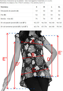 201-2 Airy blouse with two pockets - black + leaves
