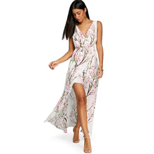 Charger l&#39;image dans la galerie, V-neck High Slit Floral Chiffon Flowy Dress