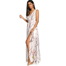 Load image into Gallery viewer, V-neck High Slit Floral Chiffon Flowy Dress