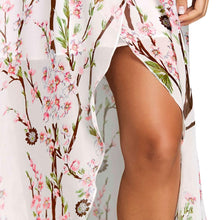 Load image into Gallery viewer, V-neck High Slit Floral Chiffon Flowy Dress