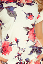 Load image into Gallery viewer, 203-1 Sports dress with short sleeves; button and flap - red flowers