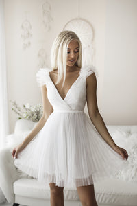 SENAT SHORT PLEATED  DRESS WHITE 66003-2