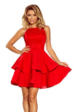 Load image into Gallery viewer, 205-1 LAURA flared dress with lace - red