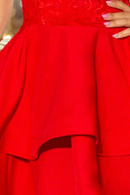 Load image into Gallery viewer, 205-1 LAURA flared dress with lace - red