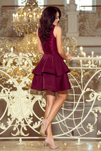 Load image into Gallery viewer, 205-2 LAURA flared dress with lace - Burgundy color