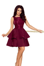 Load image into Gallery viewer, 205-2 LAURA flared dress with lace - Burgundy color
