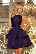 Load image into Gallery viewer, 205-3 LAURA flared dress with lace - navy blue