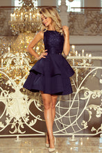Load image into Gallery viewer, 205-3 LAURA flared dress with lace - navy blue