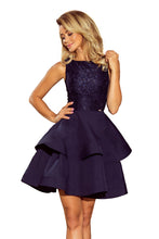 Load image into Gallery viewer, 205-3 LAURA flared dress with lace - navy blue