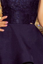 Load image into Gallery viewer, 205-3 LAURA flared dress with lace - navy blue