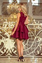 Load image into Gallery viewer, 207-1 ALEXIS - Exclusive dress with lace neckline - Burgundy color