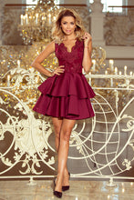 Load image into Gallery viewer, 207-1 ALEXIS - Exclusive dress with lace neckline - Burgundy color