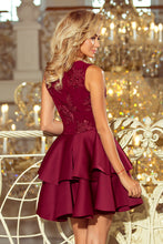 Load image into Gallery viewer, 207-1 ALEXIS - Exclusive dress with lace neckline - Burgundy color