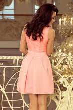 Load image into Gallery viewer, Numoco 208-5 Dress with lace neckline and pleats - pastel pink