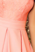Load image into Gallery viewer, Numoco 208-5 Dress with lace neckline and pleats - pastel pink