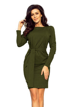 Load image into Gallery viewer, Numoco 209-5 Dress with a wide tied belt - KHAKI