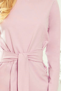 Numoco 209-7 Dress with a wide tied belt - heather