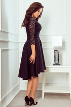Load image into Gallery viewer, Numoco 210-10 NICOLLE - dress with longer back with lace neckline - Black