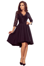 Load image into Gallery viewer, Numoco 210-10 NICOLLE - dress with longer back with lace neckline - Black